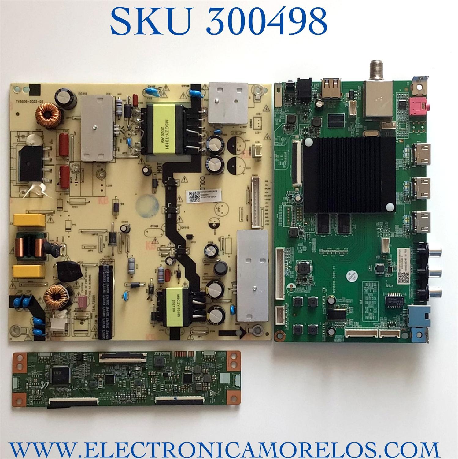 KIT DE TARJETAS PARA TV WESTINGHOUSE·ROKU TV SMART / MAIN MS16010-ZC01-01 / 2E01413C0 / KB6160A / 4600038 / T-CON 7ACDJ1013 / E89382 / FUENTE TV5006-ZC02-02 / 303C500606J / E021M289-T1 / E021M431-H1 / E021M460-B2 / PANEL V430DJ1-Q01 / MODELO WR43UX4019